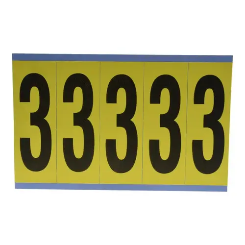 Number & Letter Label: "3", Rectangle, 1.75" Wide, 5" High Number & Letter Label: "3", Rectangle, 1.75" Wide, 5" High