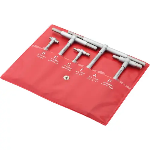 Telescoping Gage Set: 1/2 to 6", 5 Pc, Hardened Tool Steel, Satin Chrome Finish, Includes Vinyl Pouch Telescoping Gage Set: 1/2 to 6", 5 Pc, Hardened Tool Steel, Satin Chrome Finish, Includes Vinyl Pouch