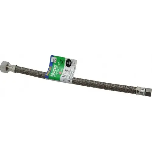 3/8" Compression Inlet, 1/2" FIP Outlet, Brass Flexible Connector Silver