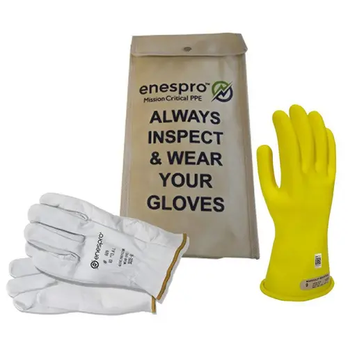 Class 0, Size 9, 11" Long, Rubber Lineman's Glove Kit