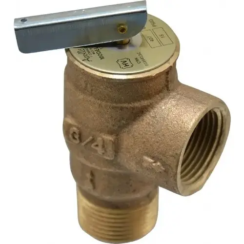 ASME Low Pressure Steam Heating Relief Valve: 3/4" Inlet, 15 Max psi