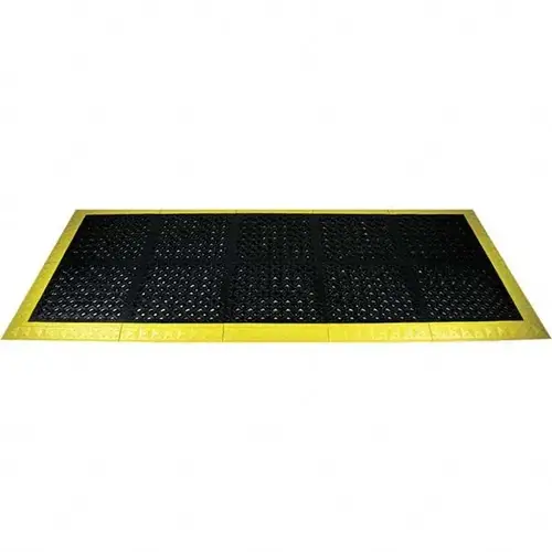 Anti-Fatigue Modular Tile Mat: Dry Environment, 3" Length, 44" Wide, 1" Thick, Beveled Edge, Black & Yellow