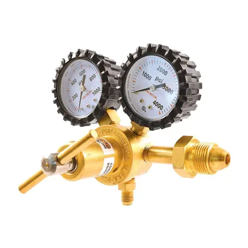 Welding Regulators; Gas Type: Nitrogen ; Maximum Inlet Pressure (psi): 4000 ; Maximum Outlet Pressure: 1000 psi ; CGA Inlet Connection: 580 ; Gage Size: 2 (Inch); Fitting Type: Male