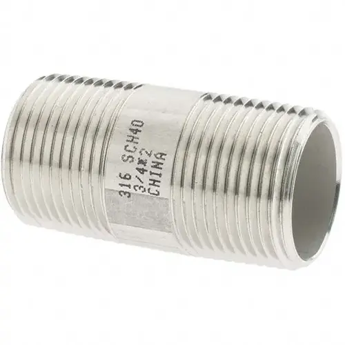Stainless Steel Pipe Nipple: 3/4" Pipe, Grade 316 & 316L - pack of 4