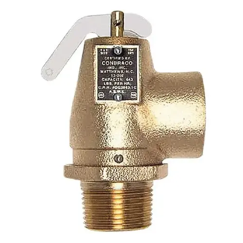 ASME Low Pressure Steam Heating Relief Valve: 1-1/4" Inlet, 10 Max psi