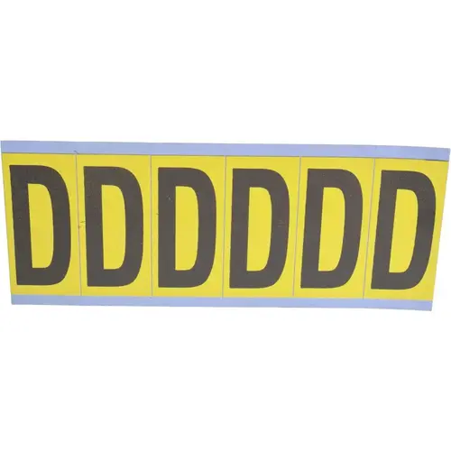 Number & Letter Label: "D", Rectangle, 1.5" Wide Number & Letter Label: "D", Rectangle, 1.5" Wide