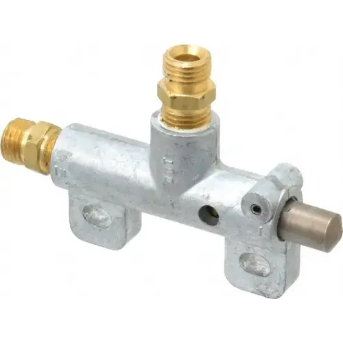 Mechanically Operated Valve: 3-Way, Plunger Button/Spring Actuator, 1/4" Inlet, 1/4" Outlet, 3 Position