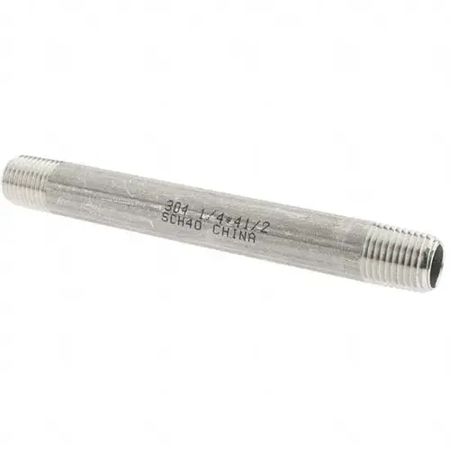 Stainless Steel Pipe Nipple: 1/4" Pipe, Grade 304 & 304L - pack of 4