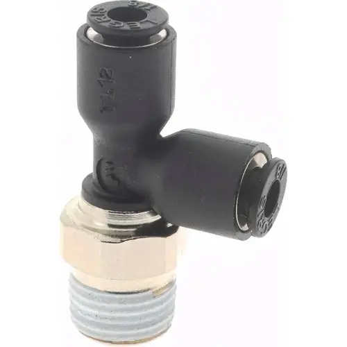 Push-To-Connect Tube Fitting: Male Run Tee, 1/8" Thread, 1/8" OD Push-To-Connect Tube Fitting: Male Run Tee, 1/8" Thread, 1/8" OD