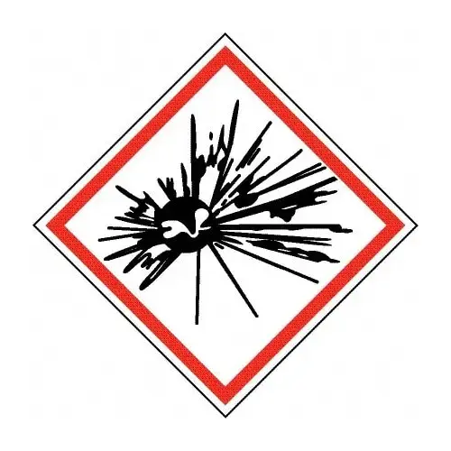 Hazardous Material Label: "Explosive Hazard", Square, 4" Wide, 4" High Hazardous Material Label: "Explosive Hazard", Square, 4" Wide, 4" High