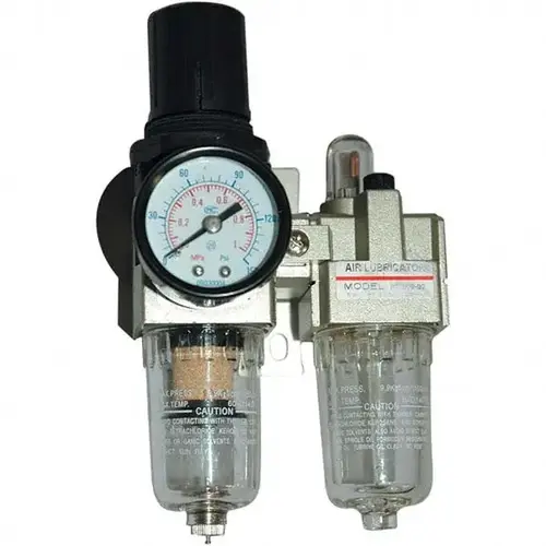 FRL Combination Unit: 1/4 NPT, Standard, 2 Pc Filter/Regulator-Lubricator