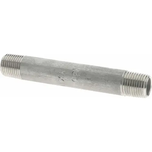 Stainless Steel Pipe Nipple: 1/8" Pipe, Grade 304 & 304L - pack of 6
