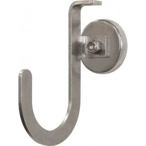 Storage Hook: Magnetic Mount, 2" Projection, 15 lb Load Capacity, Stainless Steel