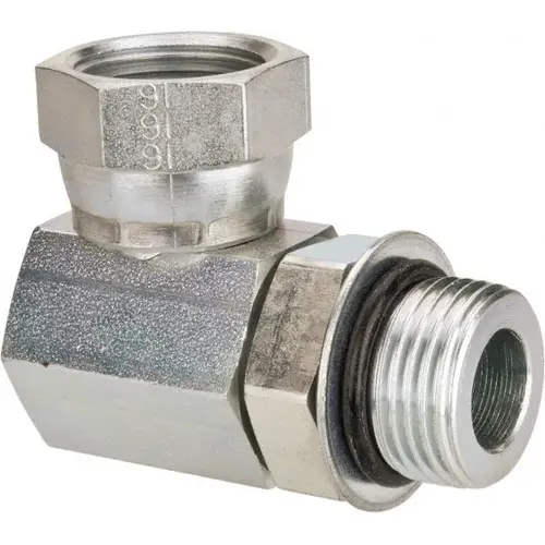 Industrial Pipe 90 degree Elbow Adapter: 3/4-14 Female Thread, 1-1/16-12 Male Thread, FNPSM x Male Straight Thread O-Ring