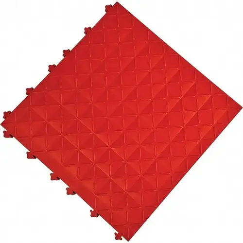 Anti-Fatigue Modular Tile Mat: Dry Environment, 18" Length, 18" Wide, 1" Thick, Interlocking Edge, Red Anti-Fatigue Modular Tile Mat: Dry Environment, 18" Length, 18" Wide, 1" Thick, Interlocking Edge, Red