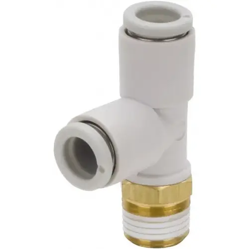 Push-to-Connect Tube Fitting: Male Run Tee, 1/2" Thread Push-to-Connect Tube Fitting: Male Run Tee, 1/2" Thread