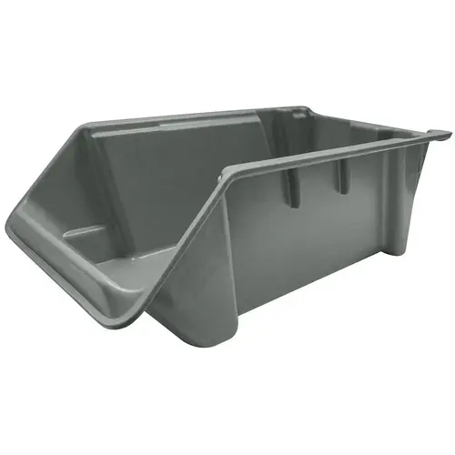Bins; Bin Style: Hopper Front ; Shape: Rectangle ; Load Capacity (Lb. - 3 Decimals): 100.000 ; Color: Gray ; Stacking: Yes ; Hanging: No