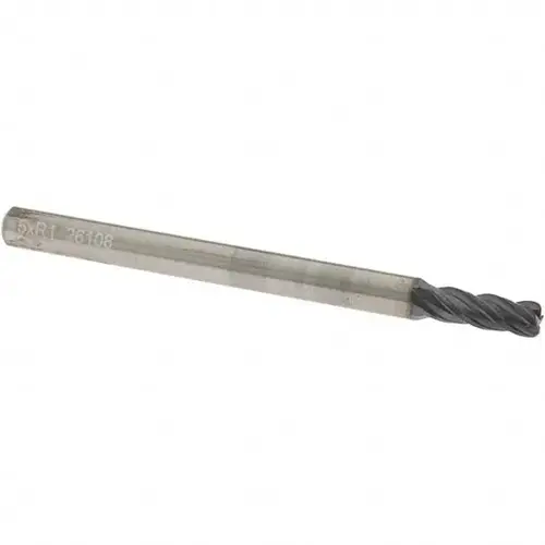 Corner Radius End Mill: 5 mm Dia, 13 mm LOC, 1 mm Radius, 4 Flutes, Solid Carbide TiAlN