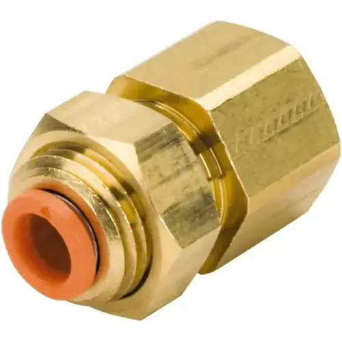 Push-to-Connect Tube Fitting: Female Bulkhead, 3/8" Thread, 3/8" OD