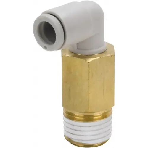Push-to-Connect Tube Fitting: Extended Male Elbow, 1/8" Thread