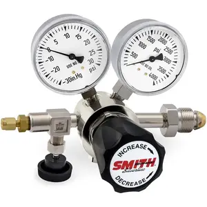 Miller/Smith 210-4109 580 CGA Inlet Connection, 15 Max psi, Argon, Nitrogen & Helium Welding Regulator