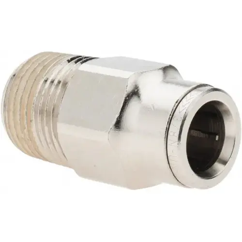 Push-To-Connect Tube to Male & Tube to Male NPT Tube Fitting: Pneufit Male Adapter, Straight, 3/8" Thread, 3/8" OD Push-To-Connect Tube to Male & Tube to Male NPT Tube Fitting: Pneufit Male Adapter, Straight, 3/8" Thread, 3/8" OD