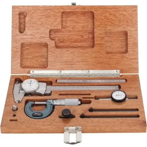 Machinist Caliper, Micrometer, Ruler & Test Indicator Kit: 5 pc, 0 to 6" Caliper, 0 to 1" Micrometer Machinist Caliper, Micrometer, Ruler & Test Indicator Kit: 5 pc, 0 to 6" Caliper, 0 to 1" Micrometer