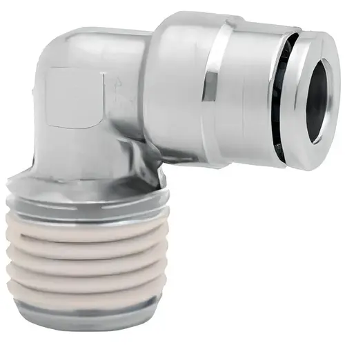 Push-To-Connect Tube to Male & Tube to Male NPT Tube Fitting: Pneufit Fixed Male Elbow, 1/8" Thread, 3/16" OD