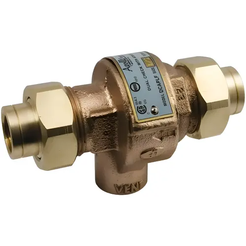 3/4 Thread, 175 psi WOG Rating, Bronze Dual Check Backflow Preventer Valve 3/4 Thread, 175 psi WOG Rating, Bronze Dual Check Backflow Preventer Valve