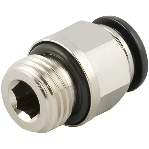Push-To-Connect Tube to Metric Thread Tube Fitting: Male, Straight, M5 Thread
