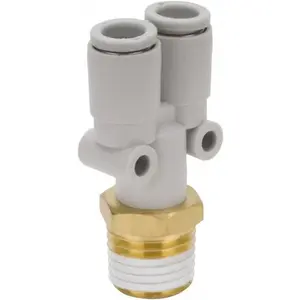 SMC PNEUMATICS KQ2U06-02AS Push-to-Connect Tube Fitting: Y-Connector, 1/4" Thread