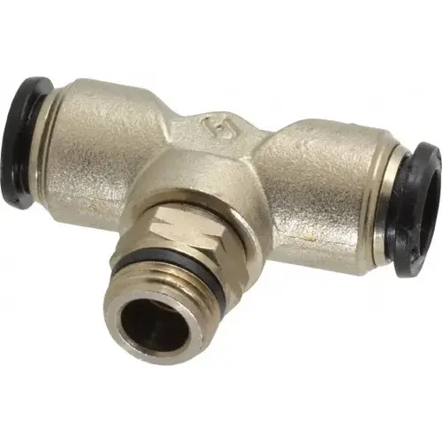 Push-To-Connect Tube to Universal Thread Tube Fitting: Swivel Branch Tee, 3/8" Thread