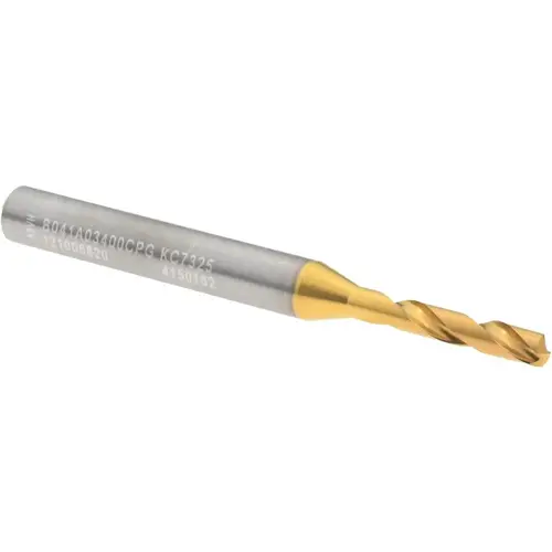 Screw Machine Length Drill Bit: 3.40 mm Dia, 140 deg Point, Solid Carbide TiN