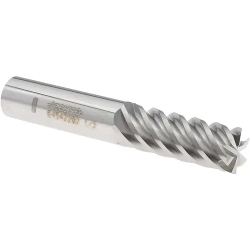 Square End Mill: 1/2 inch Dia, 1-1/4 inch LOC, 1/2 inch Shank Dia, 3 inch OAL, 6 Flutes, Solid Carbide Bright/Uncoated
