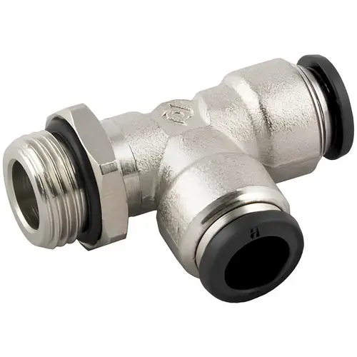 Push-To-Connect Tube to Metric Thread Tube Fitting: Swivel Run Tee, M5 Thread