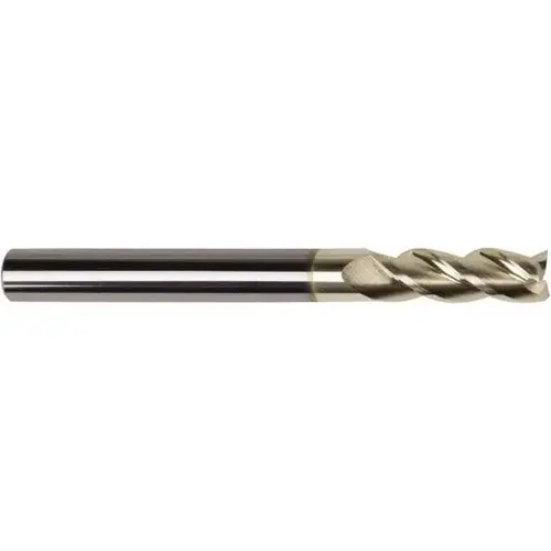 Square End Mill: 1/4" Dia, 3 Flutes, 1" LOC, Solid Carbide