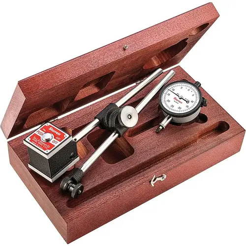 Dial Indicator & Base Kit: 0.125" Range, 0-25-0 Dial Reading