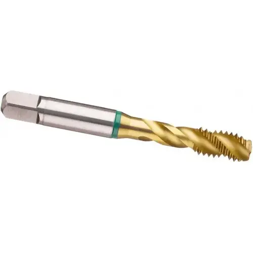 Spiral Flute Tap: 5/16-18, UNC, 3 Flute, Modified Bottoming, H7 Class of Fit, Cobalt, TiN Finish Spiral Flute Tap: 5/16-18, UNC, 3 Flute, Modified Bottoming, H7 Class of Fit, Cobalt, TiN Finish