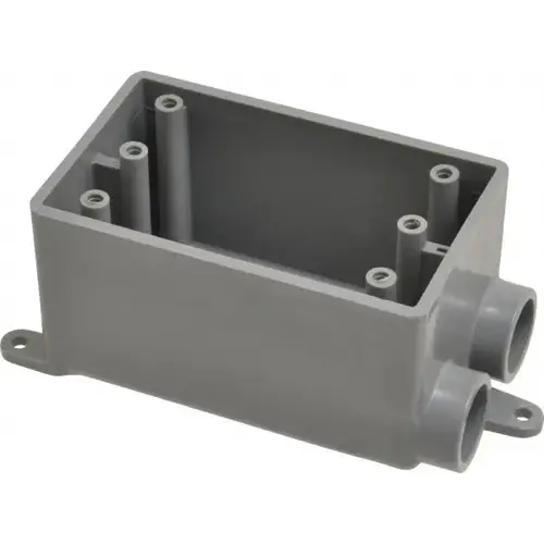 Electrical Junction Box: Polyvinylchloride, Rectangle, 4.54" OAH, 3.87" OAW, 2.42" OAD, 1 Gang Electrical Junction Box: Polyvinylchloride, Rectangle, 4.54" OAH, 3.87" OAW, 2.42" OAD, 1 Gang
