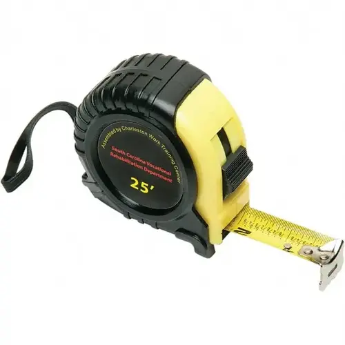 Tape Measure: 25 ft Long, 3/4" Width, Yellow Blade Tape Measure: 25 ft Long, 3/4" Width, Yellow Blade