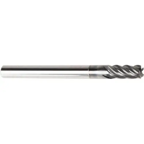 Corner Radius End Mill: 1/8" Dia, 1/4" LOC, 0.01" Radius, 5 Flutes, Solid Carbide AlCrN