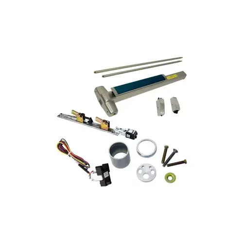 KIT - Fire-Rated (No Dogging), QEL (Quiet Electric Latch Retraction), RX (Request to Exit Switch), SVR (Surface Vertical Rod) Smooth Exit Device, 110MD-NL-OP Nightlatch Trim (Requires Rim Cylinder), 36" x 84", Grade 1, 626/US26D Satin Chrome KIT - Fire-Rated (No Dogging), QEL (Quiet Electric Latch Retraction), RX (Request to Exit Switch), SVR (Surface Vertical Rod) Smooth Exit Device, 110MD-NL-OP Nightlatch Trim (Requires Rim Cylinder), 36" x 84", Grade 1, 626/US26D Satin Chrome