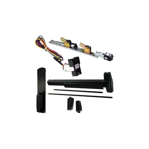 KIT - QEL (Quiet Electric Latch Retraction), RX (Request to Exit Switch), SVR (Surface Vertical Rod) Grooved Exit Device, 990DT Dummy Pull Trim, 48" x 84", Grade 1, 711/US19 Flat Black KIT - QEL (Quiet Electric Latch Retraction), RX (Request to Exit Switch), SVR (Surface Vertical Rod) Grooved Exit Device, 990DT Dummy Pull Trim, 48" x 84", Grade 1, 711/US19 Flat Black