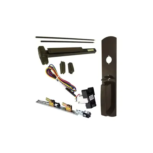 KIT - QEL (Quiet Electric Latch Retraction), RX (Request to Exit Switch), SVR (Surface Vertical Rod) Exit Device, 990TP Thumb Piece Trim, 36" x 84", Grade 1, 710 Dark Bronze KIT - QEL (Quiet Electric Latch Retraction), RX (Request to Exit Switch), SVR (Surface Vertical Rod) Exit Device, 990TP Thumb Piece Trim, 36" x 84", Grade 1, 710 Dark Bronze