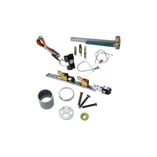 KIT - QELA (Quiet Electric Latch Retraction), CVC (Concealed Vertical Cable) Grooved Exit Device, RX (Request to Exit Switch), 110MD-NL-OP Nightlatch Trim (Requires Rim Cylinder), 36" x Up to 96", No Dogging, Grade 1, 626/US26D Satin Chrome KIT - QELA (Quiet Electric Latch Retraction), CVC (Concealed Vertical Cable) Grooved Exit Device, RX (Request to Exit Switch), 110MD-NL-OP Nightlatch Trim (Requires Rim Cylinder), 36" x Up to 96", No Dogging, Grade 1, 626/US26D Satin Chrome