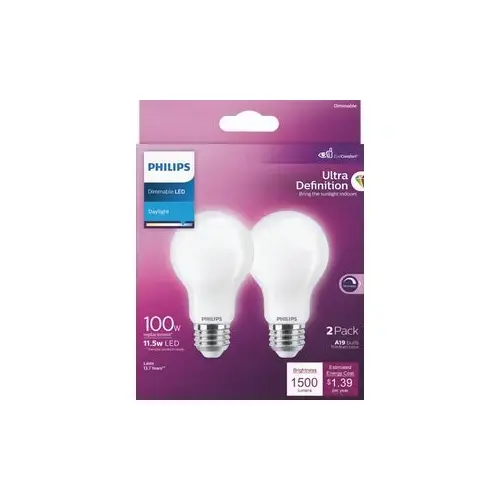 LED Bulb Ultra Definition A19 E26 (Medium) Daylight 100 Watt Equivalence Frosted