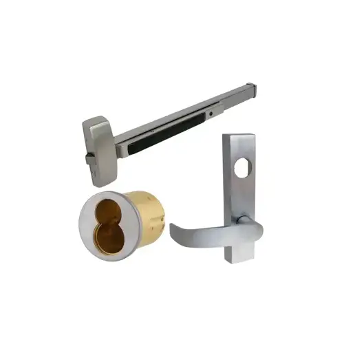 KIT - Fire Rated, 8800 Series Rim Exit Device, Nightlatch Lever Trim (Key Retracts Latchbolt Lever Rigid), Escutcheon with L Lever, Keyed Trim, Rim Cylinder LFIC (Large Format Interchangeable Core Housing Only, Less Core), 36", Grade 1, LHR Left Hand Reverse, 630/US32D Stainless Steel KIT - Fire Rated, 8800 Series Rim Exit Device, Nightlatch Lever Trim (Key Retracts Latchbolt Lever Rigid), Escutcheon with L Lever, Keyed Trim, Rim Cylinder LFIC (Large Format Interchangeable Core Housing Only, Less Core), 36", Grade 1, LHR Left Hand Reverse, 630/US32D Stainless Steel
