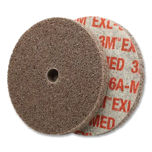 EXL Unitized Deburring Wheel, 6A Med, 2 in dia x 1/8 in W x 3/16 in Arbor Hole, 22100 RPM EXL Unitized Deburring Wheel, 6A Med, 2 in dia x 1/8 in W x 3/16 in Arbor Hole, 22100 RPM