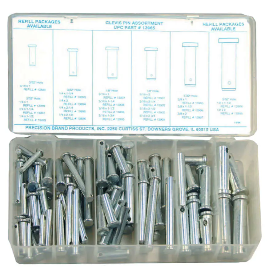 Precision Brand Clevis Pin Assortments Low Carbon Steel 13965 Precision Brand Clevis Pin Assortments Low Carbon Steel 13965