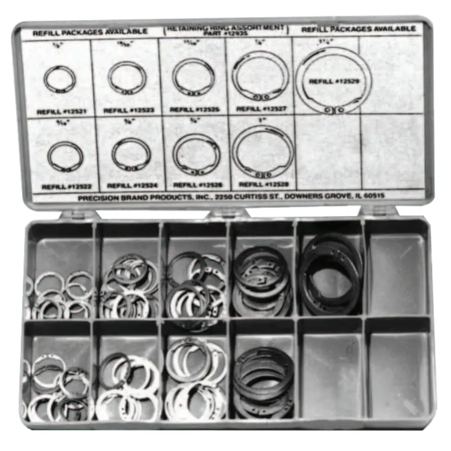 Precision Brand Retaining Ring Assortments Spring Steel 140 per set 12935